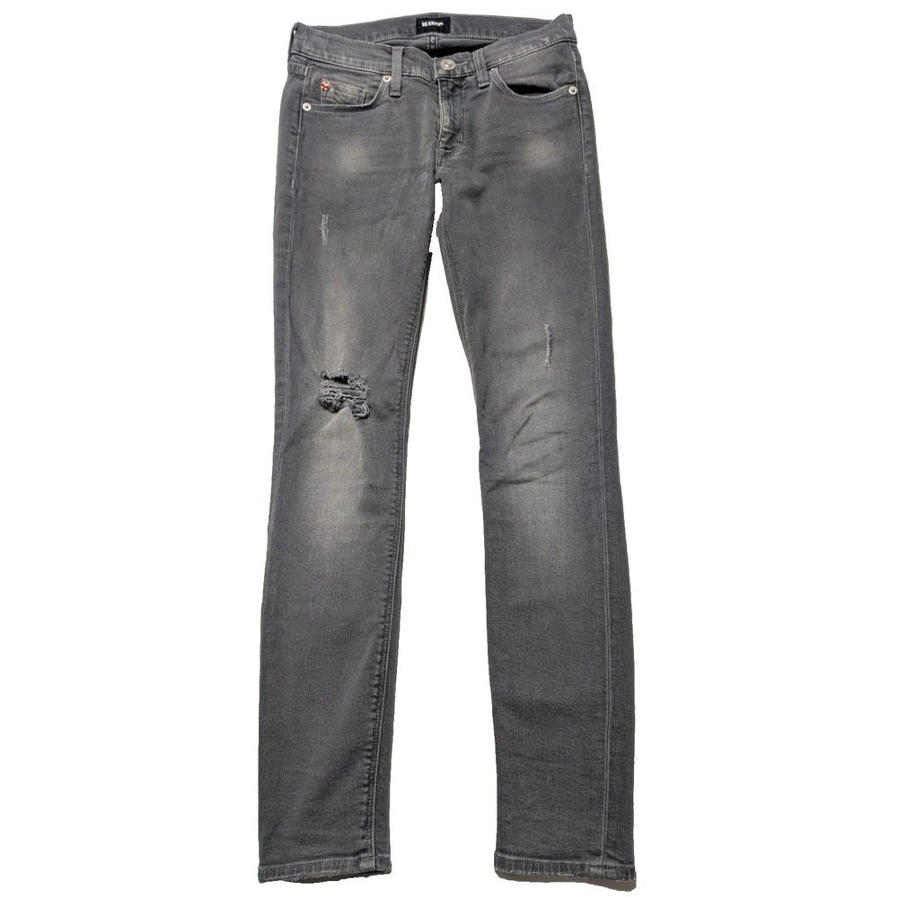 HUDSON KRISTA ANKLE SUPER SKINNY Women 24 Gray Distressed Stretch‎ Denim Jeans